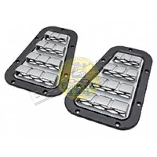 XS Style Wing Top Vents Black with Silver Mesh Complete with Stainless Steel Fittings