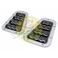 XS Style Wing Top Vents Silver with Black Mesh Complete with Stainless Steel Fittings