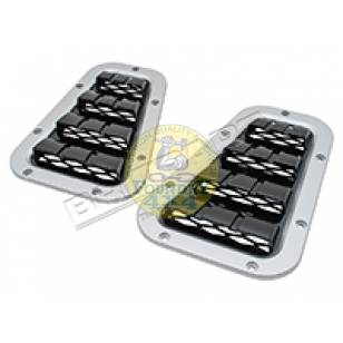 XS Style Wing Top Vents Silver with Black Mesh Complete with Stainless Steel Fittings
