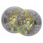 7" H4 Crystal Clear Halogen Headlights Pair RHD