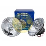 7" H4 Crystal Clear Halogen Headlights Pair RHD
