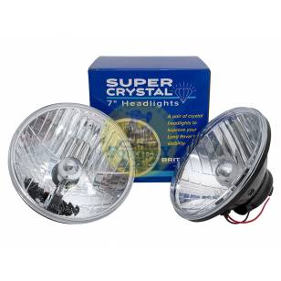 7" H4 Crystal Clear Halogen Headlights Pair RHD